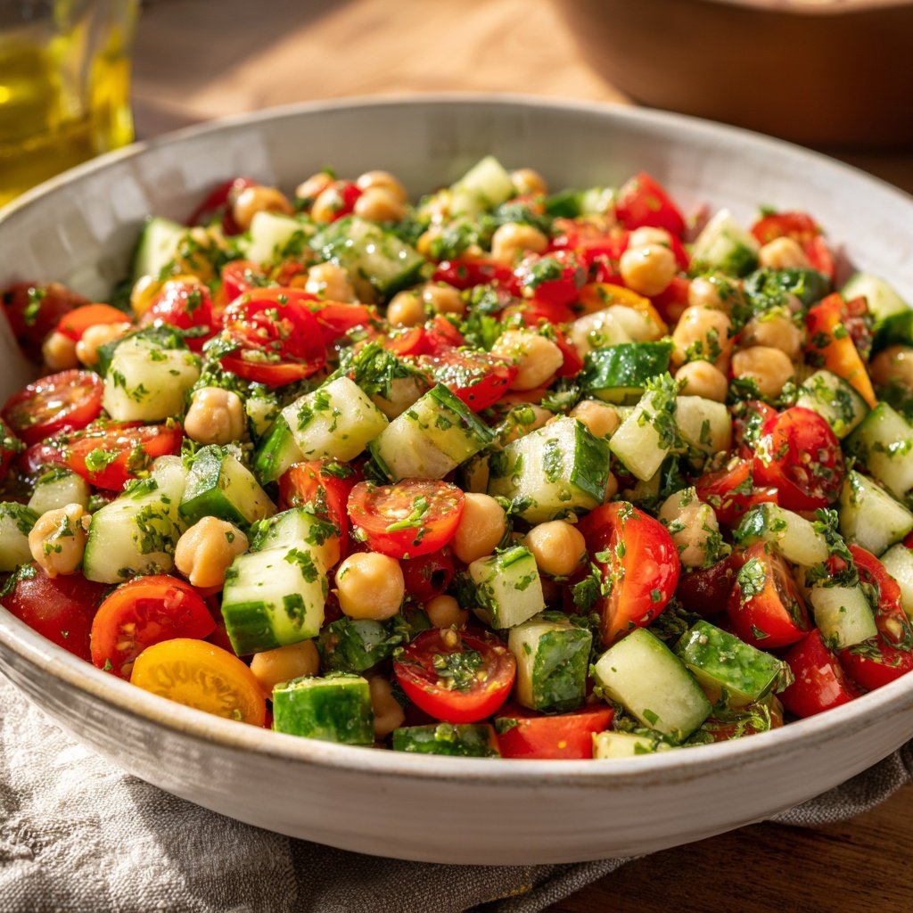 Mediterranean Chickpea And Cucumber Salad