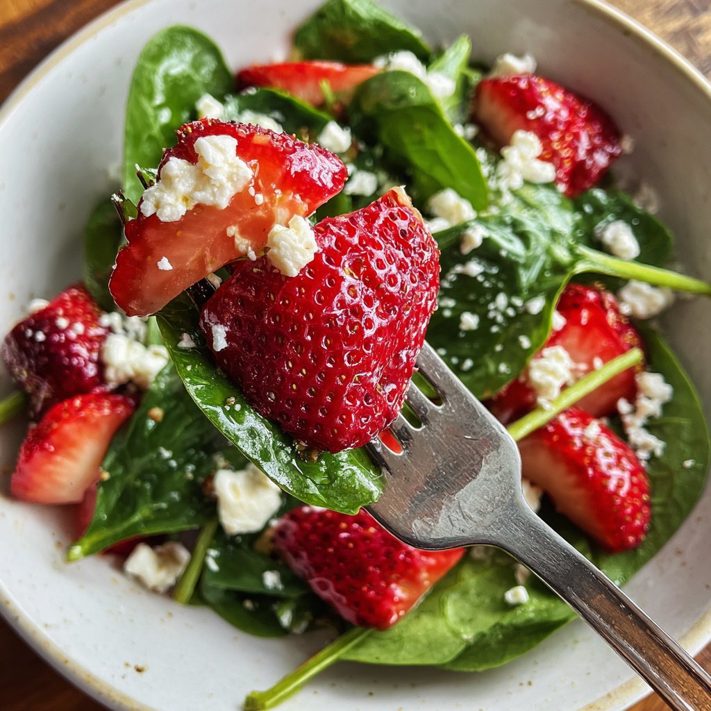 Fresh Strawberry Spinach Salad With Feta