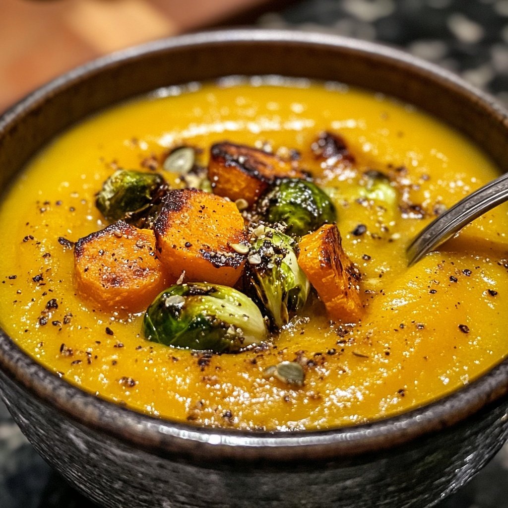 Squash Soup with Roasted Vegetables