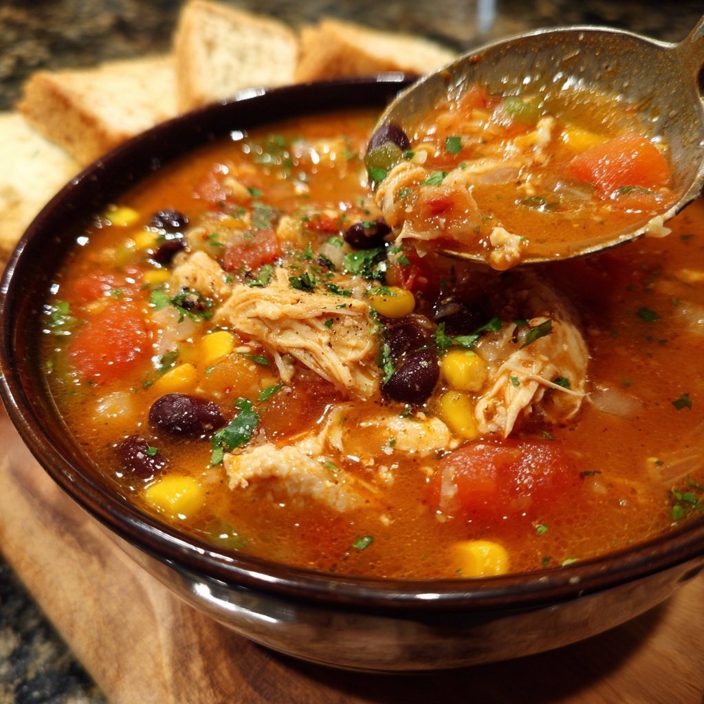 Simple Slow Cooker Chicken Tortilla Soup