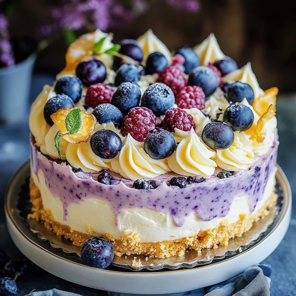 Lemon Blueberry Cheesecake Cake With Creamy Layers