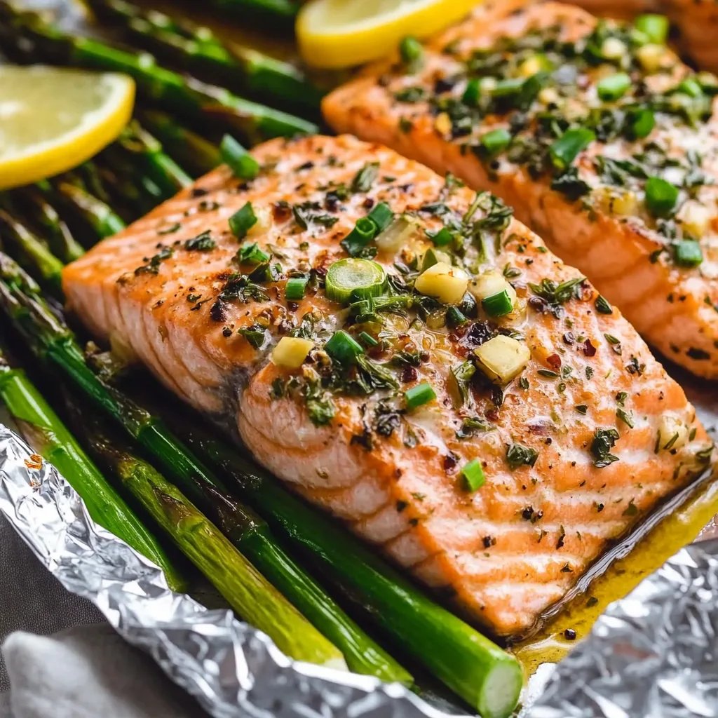 Herb Butter Salmon and Asparagus Foil Packs