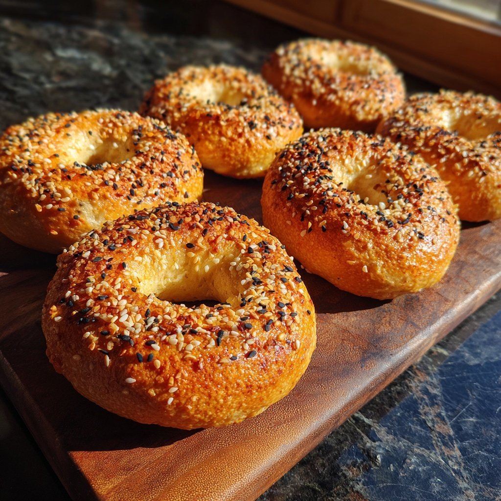 Yogurt Bagels With Sesame Seeds