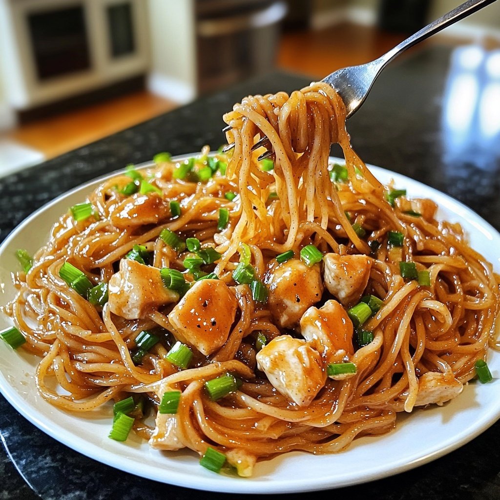 Sticky Garlic Chicken Noodles