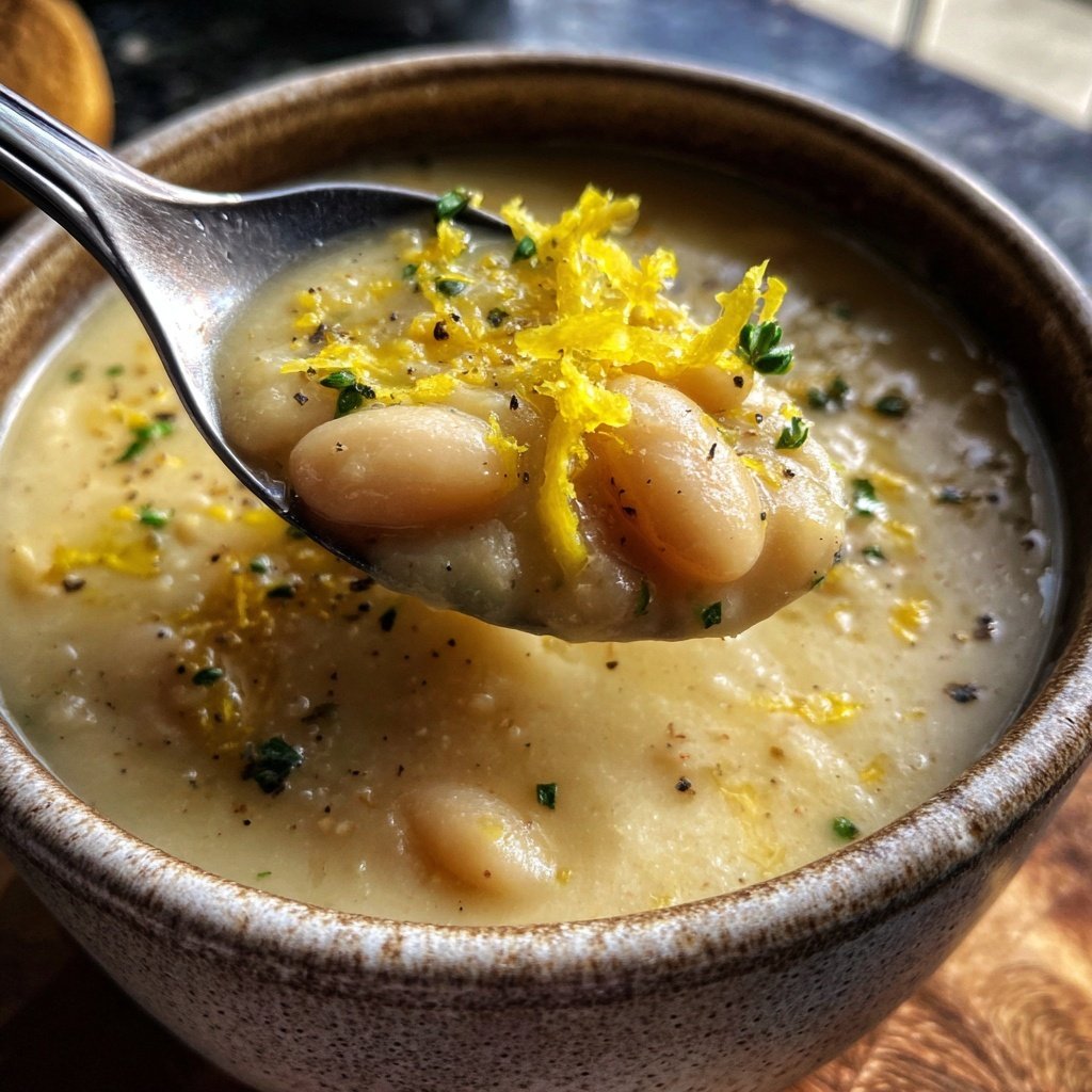 Creamy Lemon White Bean Soup Bowl