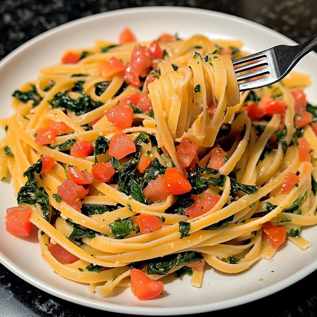 Delicious Spinach Tomato Pasta